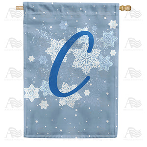 Blue Winter Monogram Double Sided House Flag