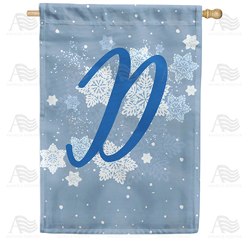 Blue Winter Monogram Double Sided House Flag