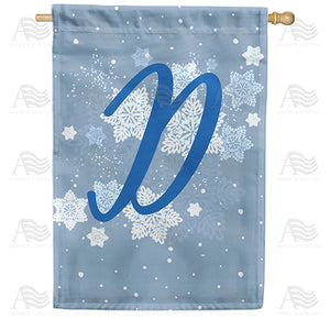 Blue Winter Monogram Double Sided House Flag