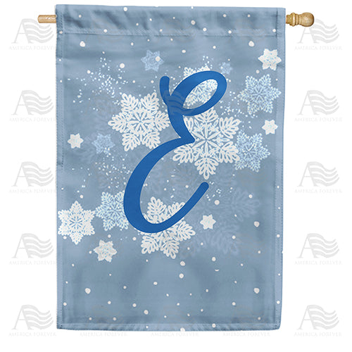 Blue Winter Monogram Double Sided House Flag