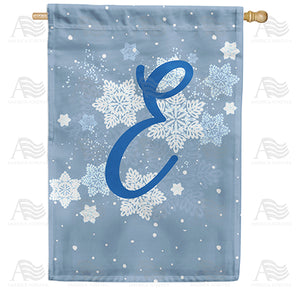 Blue Winter Monogram Double Sided House Flag