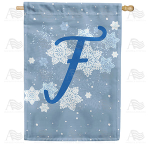 Blue Winter Monogram Double Sided House Flag