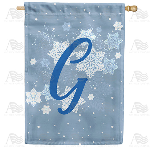 Blue Winter Monogram Double Sided House Flag