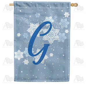 Blue Winter Monogram Double Sided House Flag
