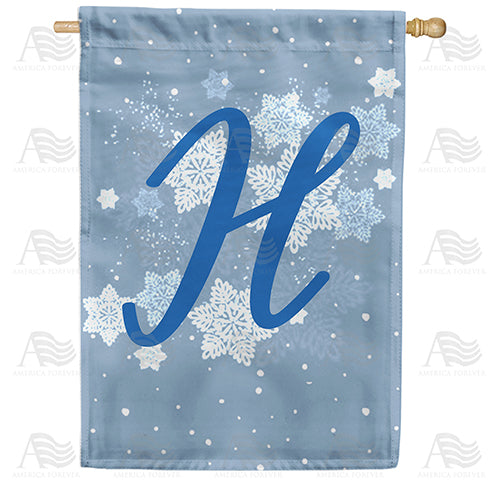Blue Winter Monogram Double Sided House Flag