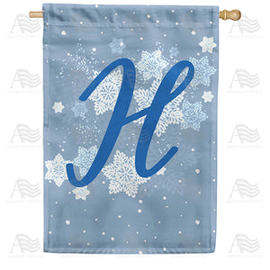 Blue Winter Monogram Double Sided House Flag