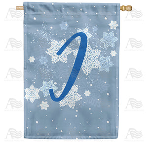 Blue Winter Monogram Double Sided House Flag
