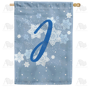 Blue Winter Monogram Double Sided House Flag