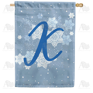 Blue Winter Monogram Double Sided House Flag