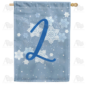Blue Winter Monogram Double Sided House Flag