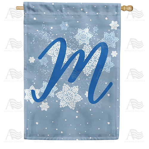 Blue Winter Monogram Double Sided House Flag