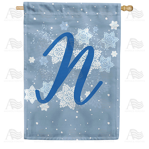 Blue Winter Monogram Double Sided House Flag