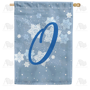 Blue Winter Monogram Double Sided House Flag