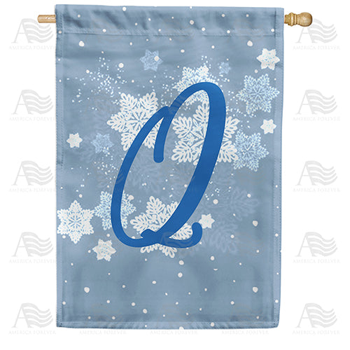 Blue Winter Monogram Double Sided House Flag