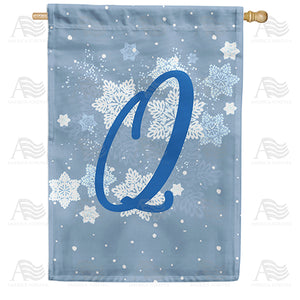 Blue Winter Monogram Double Sided House Flag