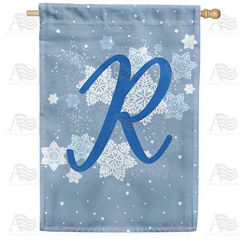 Blue Winter Monogram Double Sided House Flag