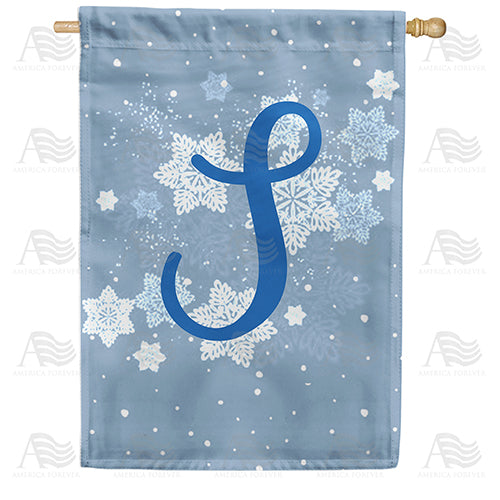 Blue Winter Monogram Double Sided House Flag