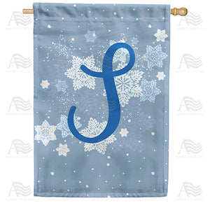 Blue Winter Monogram Double Sided House Flag