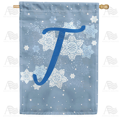 Blue Winter Monogram Double Sided House Flag