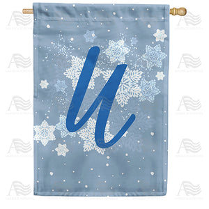 Blue Winter Monogram Double Sided House Flag