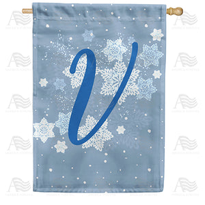 Blue Winter Monogram Double Sided House Flag
