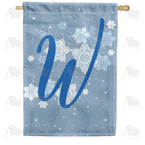 Blue Winter Monogram Double Sided House Flag