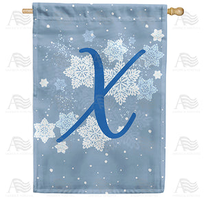 Blue Winter Monogram Double Sided House Flag