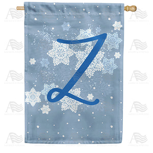 Blue Winter Monogram Double Sided House Flag