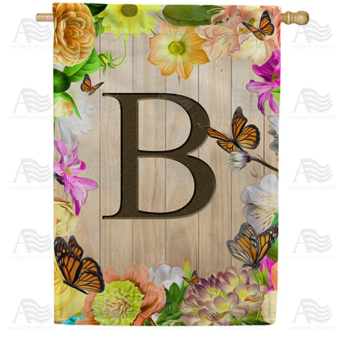 Flowery Wood Panel Double Sided House Flag