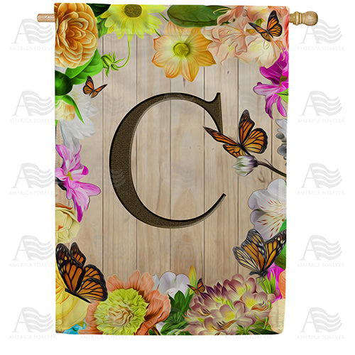 Flowery Wood Panel Double Sided House Flag