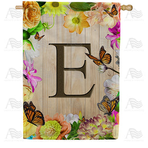 Flowery Wood Panel Double Sided House Flag