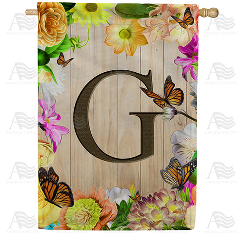 Flowery Wood Panel Double Sided House Flag