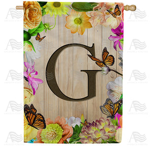 Flowery Wood Panel Double Sided House Flag