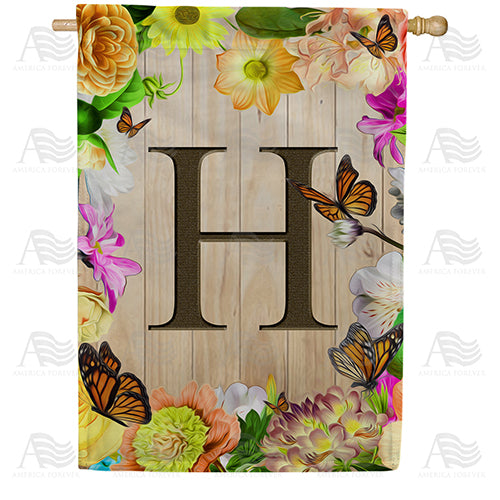 Flowery Wood Panel Double Sided House Flag