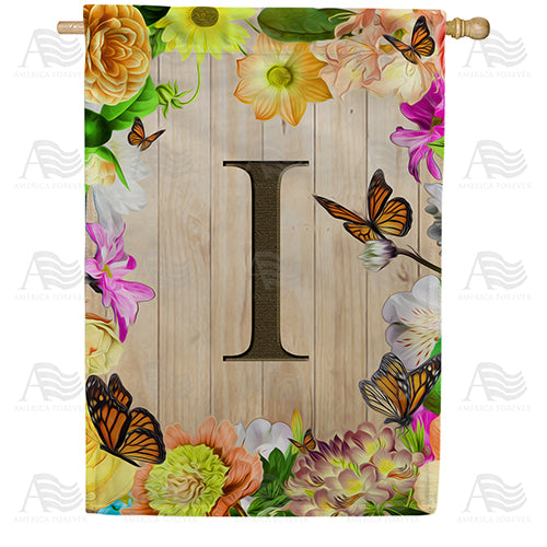 Flowery Wood Panel Double Sided House Flag