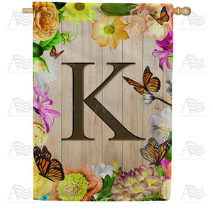 Flowery Wood Panel Double Sided House Flag