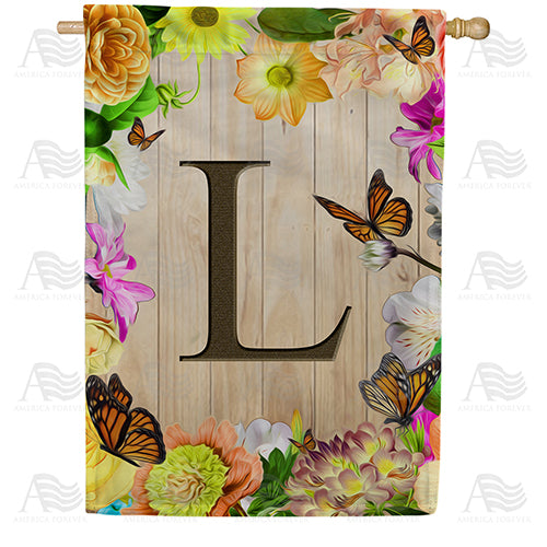 Flowery Wood Panel Double Sided House Flag