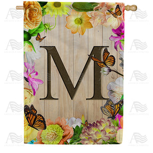 Flowery Wood Panel Double Sided House Flag