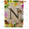 Flowery Wood Panel Double Sided House Flag