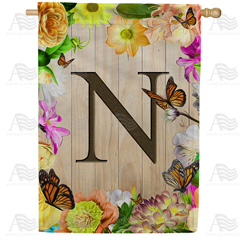 Flowery Wood Panel Double Sided House Flag