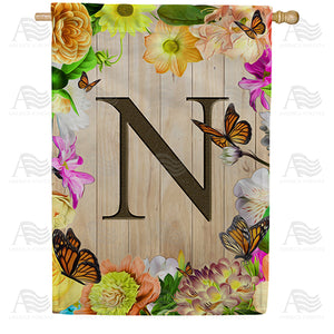 Flowery Wood Panel Double Sided House Flag