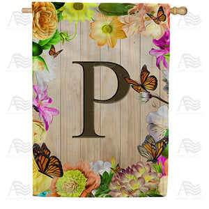 Flowery Wood Panel Double Sided House Flag