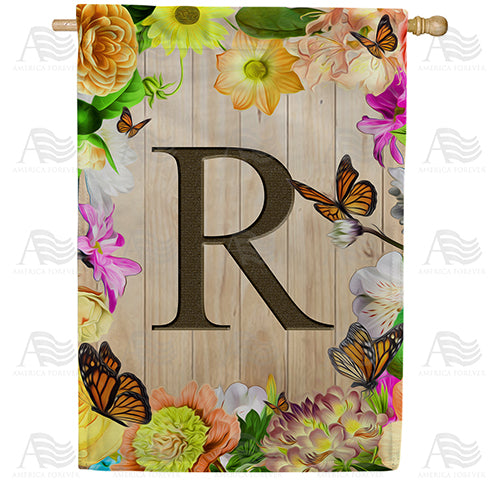 Flowery Wood Panel Double Sided House Flag