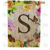 Flowery Wood Panel Double Sided House Flag