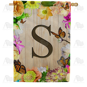 Flowery Wood Panel Double Sided House Flag