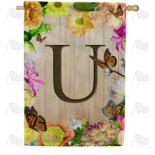 Flowery Wood Panel Double Sided House Flag