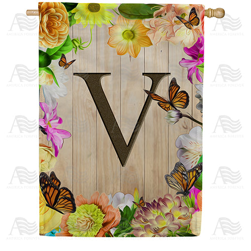 Flowery Wood Panel Double Sided House Flag