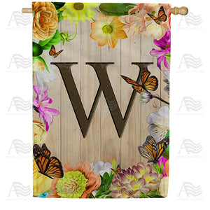 Flowery Wood Panel Double Sided House Flag