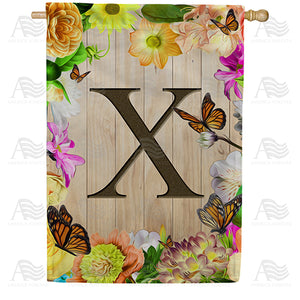 Flowery Wood Panel Double Sided House Flag