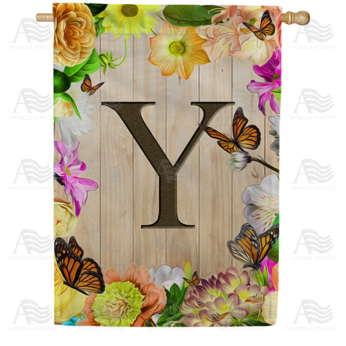 Flowery Wood Panel Double Sided House Flag